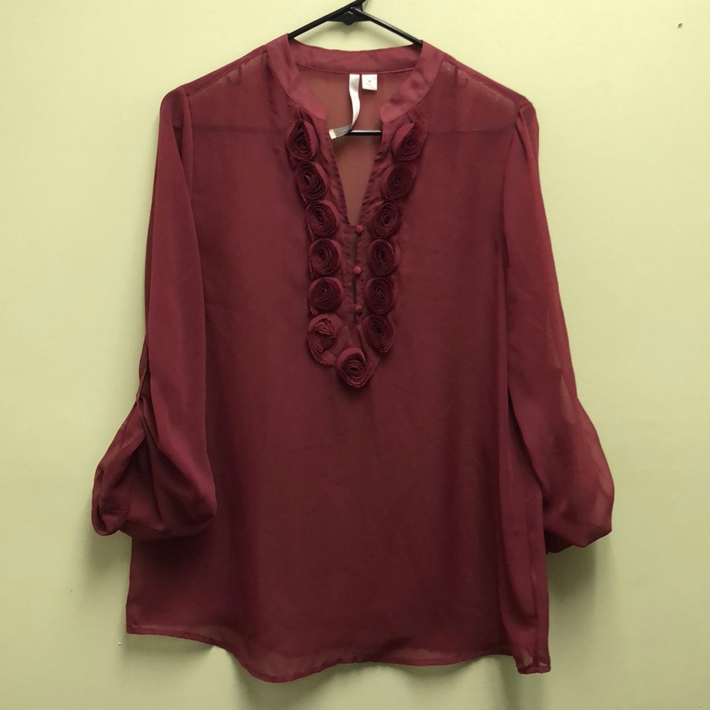 Lauren Conrad sheer flower detail blouse